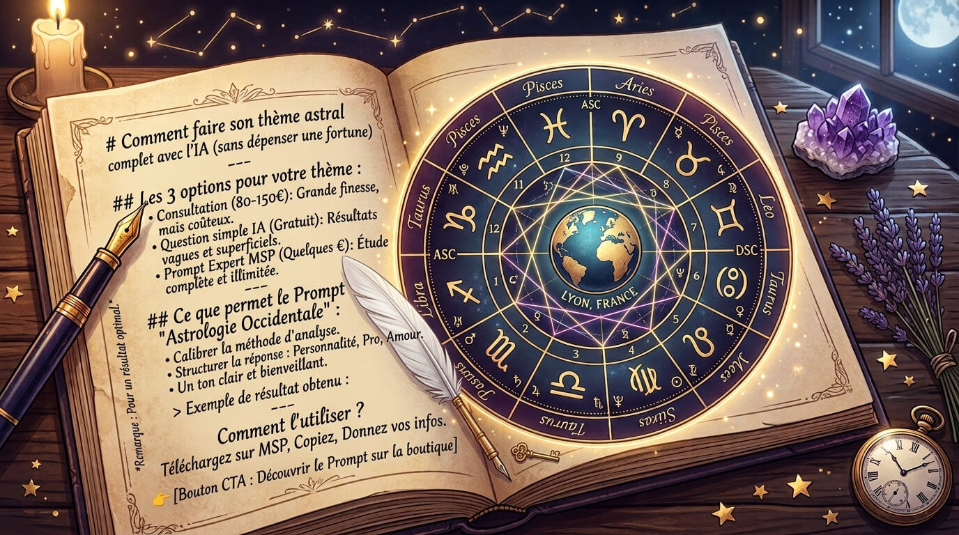 Comment faire son thème astral complet avec l’IA (sans se ruiner)